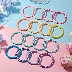 16Pcs 16 Colors Handmade Polymer Clay Beaded Stretch Bracelets Sets&nbsp;BJEW-JB10764
