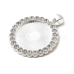 Flat Round Alloy Rhinestone Pendant Cabochon Settings&nbsp;ALRI-T351-01S