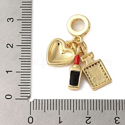 Rack Plating Brass Micro Pave Clear Cubic Zirconia Enamel European Dangle Charms&nbsp;KK-P279-45G