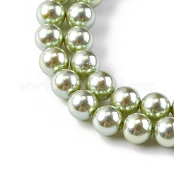 UV Plating Pearlized Glass Pearl Beads Strands&nbsp;GLAA-F128-01A-T21
