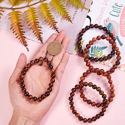 Unisex Natural Wood Beaded Stretch Bracelets&nbsp;BJEW-SZ0001-004