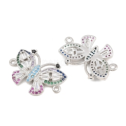 Brass Micro Pave Colorful Cubic Zirconia Connector Charms&nbsp;CU-CBA908F-04P-05