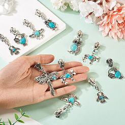 14Pcs 7 Styles Alloy & Synthetic Turquoise Zipper Sliders&nbsp;HJEW-TAC0101