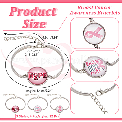 12Pcs 3 Colors Word HOPE Glass Link Bracelets&nbsp;BJEW-NB0001-12