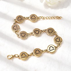 12 Constellations 304 Stainless Steel Link Chain Bracelets&nbsp;BJEW-I239-01G-02