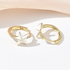 Brass Micro Pave Cubic Zirconia Hoop Earrings for Women&nbsp;EJEW-A167-23G-01