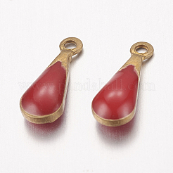 Antique Golden Plated Brass Enamel teardrop&nbsp;X-KK-Q571-01G