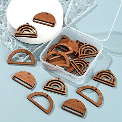 18Pcs 3 Style Walnut Wood Pendants&nbsp;WOOD-LS0001-43