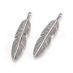 Tibetan Style Alloy Feather Big Pendants&nbsp;X-TIBEP-A12720-AS-NR