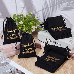 30Pcs Jute Cloth Drawstring Bags with Gold Stamping Thank You for Being&nbsp;ABAG-GO0001-05