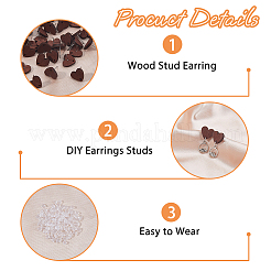 60Pcs Wood Stud Earrings Finding&nbsp;EJEW-FI0003-33A