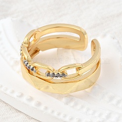 Brass Micro Pave Cubic Zirconia Cuff Rings&nbsp;RJEW-D313-13PG