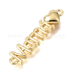 Mother's Day Brass Word Mama with Heart Links Connector Charms&nbsp;KK-C263-25A-G