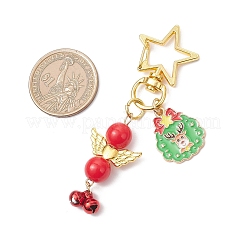 5Pcs Christmas Opaque Acrylic Angel & Alloy Enamel Pendant Decorations&nbsp;HJEW-JM04243