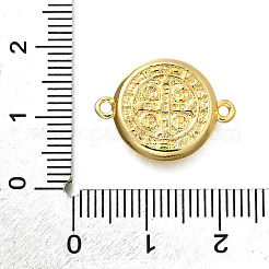 Brass Saint Benedict Medal Connector Charms&nbsp;KK-P295-44A-G
