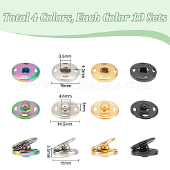 40 Sets 4 Colors 202 Stainless Steel Snap Buttons&nbsp;BUTT-UN0001-18