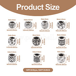 100Pcs 10 Style Tibetan Style Alloy European Beads&nbsp;FIND-CD0001-34