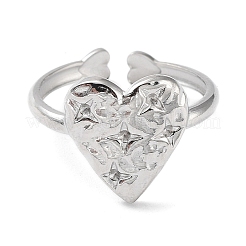 Tarnish Resistant Heart with Star 304 Stainless Steel Cuff Ring Findings&nbsp;STAS-P334-03P