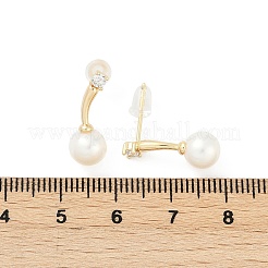 Round Brass Clear Cubic Zirconia Stud Earrings&nbsp;KK-D301-17G
