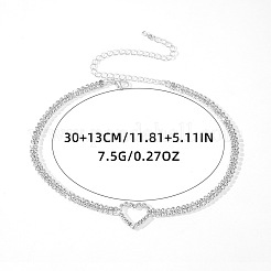 Heart Alloy Full Crystal Rhinestone Link Chain Choker Necklaces for Women&nbsp;FS-WGC99F9-01