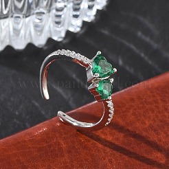 Brass Micro Pave Cubic Zirconia Cuff Open Rings&nbsp;RJEW-Z145-03P