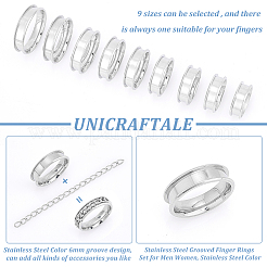 201 Stainless Steel Grooved Finger Rings Set for Men Women&nbsp;RJEW-UN0002-64B