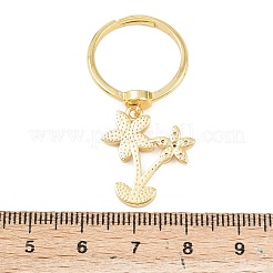 Brass Micro Pave Cubic Zirconia Pendant Finger Rings for Women&nbsp;RJEW-A090-04G