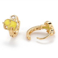 Brass Micro Pave Clear Cubic Zirconia Huggie Hoop Earrings&nbsp;EJEW-P187-D