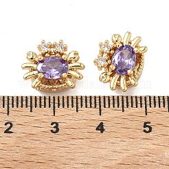 Brass Pave Cubic Zirconia Beads&nbsp;KK-A286-15G-02