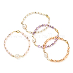 4Pcs 4 Colors Glass Pearl Round Beaded Link Bracelets for Women&nbsp;BJEW-JB11975