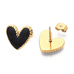 Heart 304 Stainless Steel Enamel Stud Earrings&nbsp;EJEW-T047-25G-A