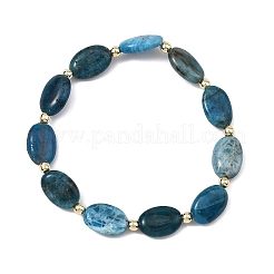 Natural Apatite & Non-magnetic Synthetic Hematite Oval Beaded Stretch Bracelets for Women Men&nbsp;BJEW-JB13934-02