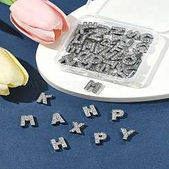 52Pcs 26 Styles Alphabet Alloy Initial Slide Charms with Grade A Rhinestones&nbsp;ALRI-FS0001-08
