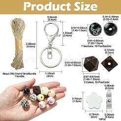 DIY Animal Cattle Theme Wooden Beaded Keychain Making Kits&nbsp;DIY-YW0008-69A
