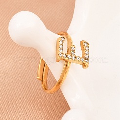 304 Stainless Steel Micro Pave Cubic Zirconia Cuff Open Rings&nbsp;LS-RJEW-D336-01G-07
