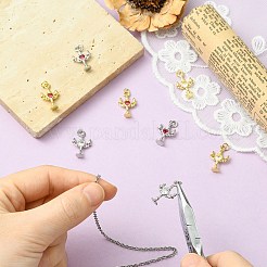 8Pcs 4 Styles Brass Micro Pave Cubic Zirconia Pendants&nbsp;KK-CJ0004-23