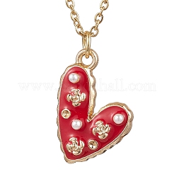 5Pcs 5 Styles Valentine's Day Heart Alloy Red Enamel Pendant Necklaces&nbsp;NJEW-JN05138