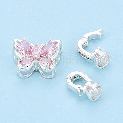 Brass Micro Pave Cubic Zirconia Fold Over Clasps&nbsp;KK-U037-10S