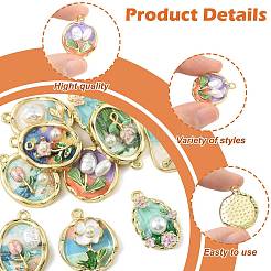 10Pcs 10 Styles Light Gold Tone Alloy Enamel Pendants&nbsp;ENAM-FS0003-82