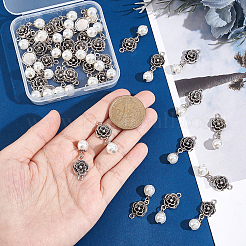 ABS Plastic Imitation Pearl Round Pendants and Tibetan Style Findings&nbsp;FIND-PH0008-82