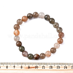 Natural Rutilated Quartz Round Beaded Stretch Bracelets for Men Women&nbsp;BJEW-G743-01E