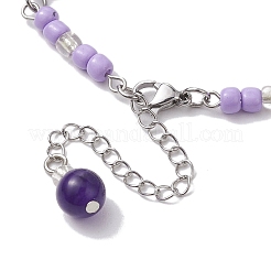 Natural Amethyst Chips & Handmade Seed Beads Bracelet Making&nbsp;AJEW-MZ00001-03