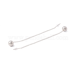 Tarnish Resistant Long Chain with Round Ball Dangle Stud Earrings&nbsp;EJEW-A067-13P