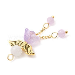 8Pcs 8 Colors Natural Dyed Malaysia Jade & Glass Beaded Angel Pendants&nbsp;PALLOY-JF03986