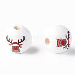 Painted Natural Wood Beads&nbsp;WOOD-N006-186