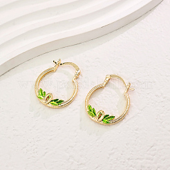 Fashionable Brass Ring with Leaf Hoop Earrings&nbsp;II4943