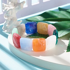 Acrylic Imitation Gemstone Square Beaded Stretch Bracelet for Women&nbsp;BJEW-JB07632