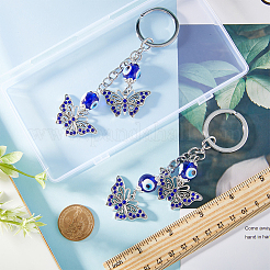 2Pcs Alloy Rhinestone Butterfly Pendant Keychain&nbsp;KEYC-CP0001-19