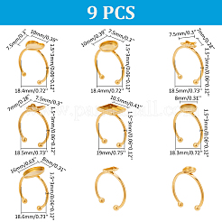 9Pcs 9 Styles 304 Stainless Steel Open Cuff Ring Findings&nbsp;STAS-AR0002-20