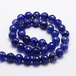 Dyed Natural Agate Faceted Round Beads Strands&nbsp;G-E320E-8mm-08